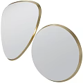 Two Modern Round Mirrors With Gold Frames For Home Interior Design 3d model