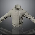 White Oversized Hoodie With Zip Closure Drawstring And Long Sleeves