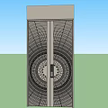 Elegant Modern Double Doors With Beige Finish And Symmetrical Radial Grid Design