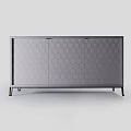 Modern Gray Decorative Cabinet With Hexagonal Pattern Front Panel And Metal Legs