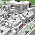 Modern Commercial Street Design With Plaza Shops Greenery And Pedestrian Areas