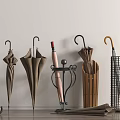 Various Design Umbrellas With Metal And Wooden Holders For Home Decor Storage Solutions