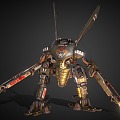 Robot Double Knife Sci-Fi Robot Future Robot War Machine Steampunk Cyberpunk 3d model