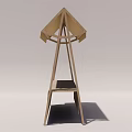 Commercial Equipment Outdoor Market Stall With Yellow Striped Canopy And Wooden Frame