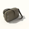 Gray Shoulder Bag With Metal Ring Decorations And Adjustable Strap Design 3d model