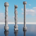 Garden Ornaments Stone Carved Pillars With Intricate Dragon Designs For Outdoor Decor
