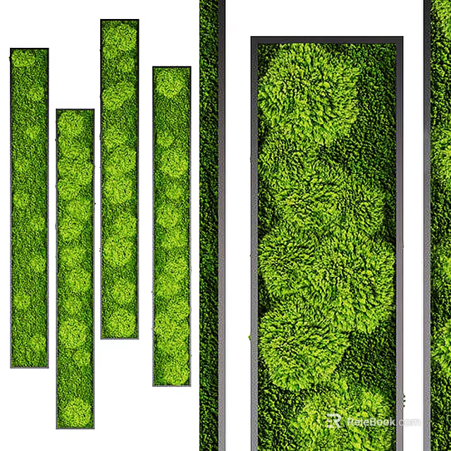 Vertical Green Plant Wall Design With Lush Foliage And Textured Greenery For Interior Decor 3d model 