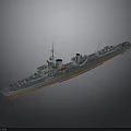 Detailed Warship Model With Gray Hull Brown Bottom And Naval Superstructure 3d model