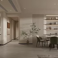 Modern Living and Dining Room Interior With Neutral Sofa Dining Table And TV Unit