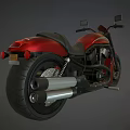 Red Cruiser Motorcycle With Black Seat Chrome Exhaust And Classic Design