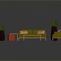 Vibrant Living Room Interior With Green Sofa Red Stools Coffee Table And Tropical Rug