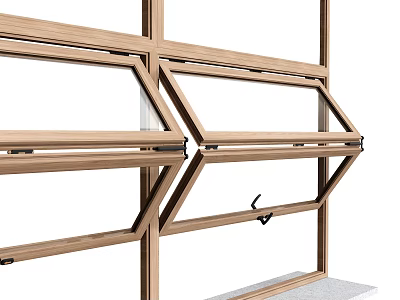 Modern Wooden Casement Windows With Stylish Frame And Secure Hardware Design 3d model