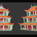 Ancient Chinese Architecture Multi Storey Towers Featuring Curved Eaves And Carved White Exterior