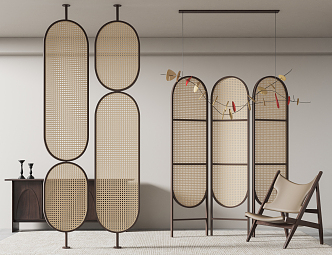 Silent screen rattan partition 3d model