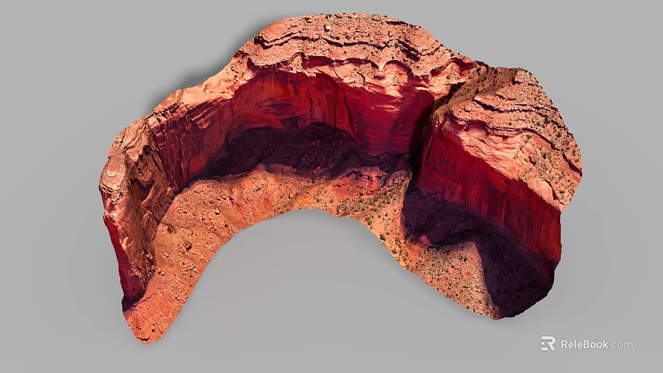 Detailed Red Layered Microtopography With Canyon Like Structure And Textured Terrain 3d model 