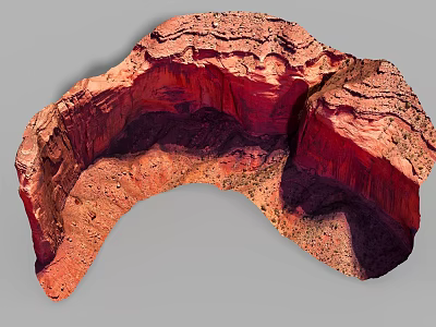 Detailed Red Layered Microtopography With Canyon Like Structure And Textured Terrain 3d model
