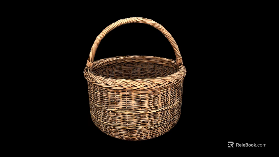 Handwoven Wicker Basket With Sturdy Handle For Everyday Household Storage Needs 3d model 