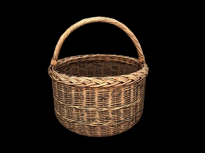 Handwoven Wicker Basket With Sturdy Handle For Everyday Household Storage Needs 3d model