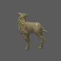 Beige Standing Wolf Sculpture With Detailed Texture On Gray Background