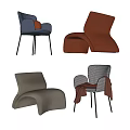Modern Accent Chair Designs With Soft Fabric Curved Lines And Cozy Blankets