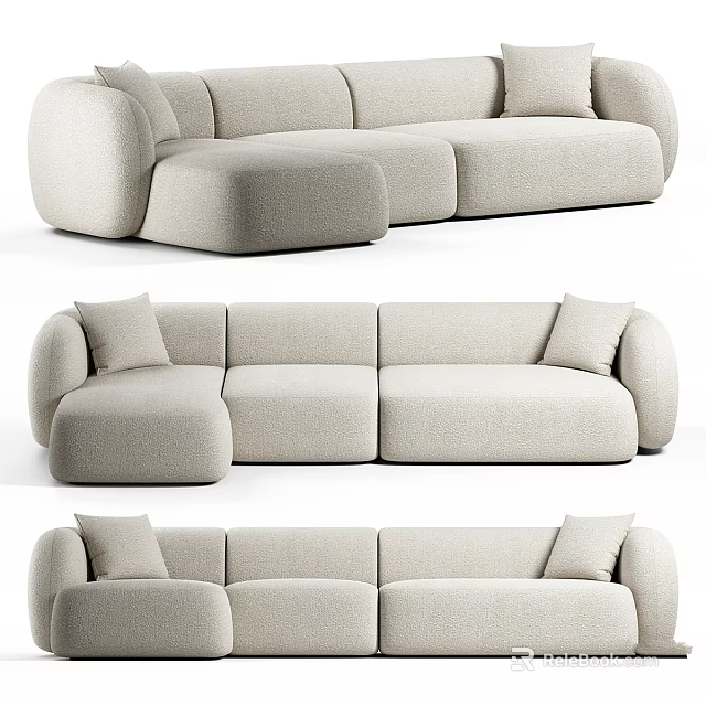Modern Light Colored L Shaped Sofa Design With Soft Cushions And Smooth Lines 3d model
