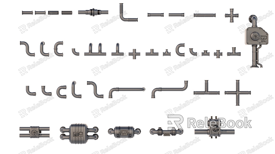 Industrial pipe valve pipe joint model