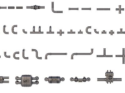 Industrial pipe valve pipe joint model