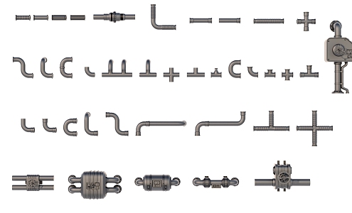 Industrial pipe valve pipe joint 3d model