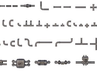 Industrial pipe valve pipe joint 3d model