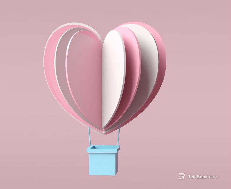 Commercial Equipment Featuring Heart Shaped Hot Air Balloon Pink White Design And Blue Storage Box 3d model 