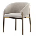 Elegant Light Gray Velvet Accent Chair With Gold Metal Legs And Curved Backrest