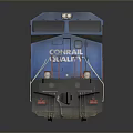 Blue Conrail Diesel Locomotive Engine Number 8369 Front Side View
