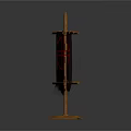 Traditional Wooden Banner Stand With Dark Fabric And Red Cross Symbol