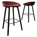 Modern Bar Stools With Gray Seat And Black Metal Frame Design