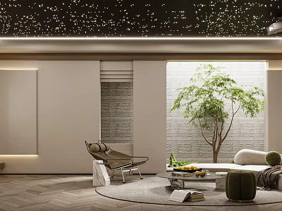 Modern Home Theater Interior Design With Starry Ceiling And Comfortable Seating 3d model