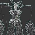 Detailed Red Skinned Muscular Creature Character With Horns Wings And Dark Pants