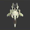 Decorative Model Fighter Jet With White Brown Body And Green Leaf Wing Patterns 3d model