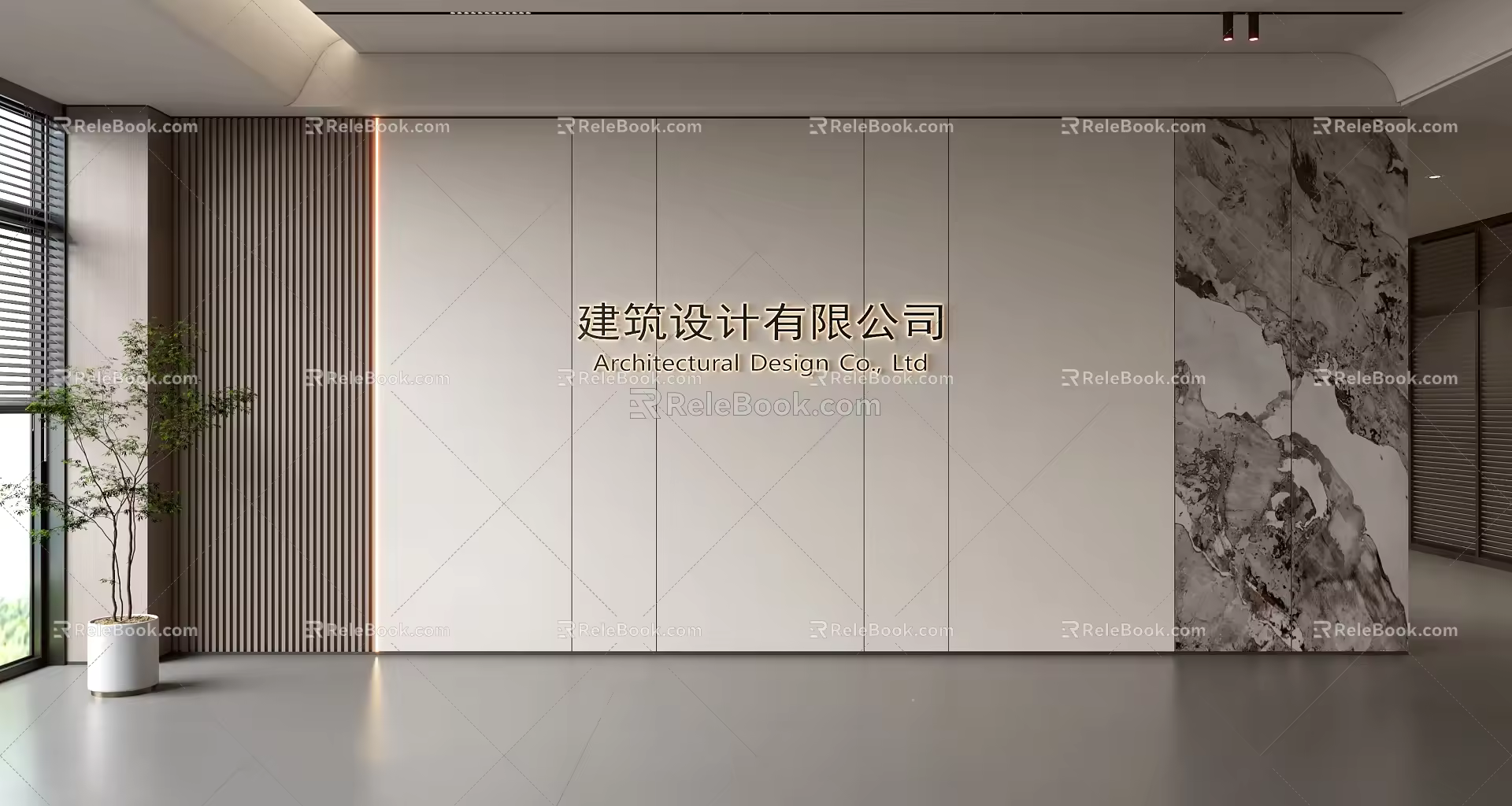 Modern Front Desk Background Wall Simple Background Wall Front Desk Reception Area Background Wall Company Front Desk Background Wall 3d model