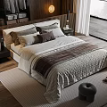 Double bedside table chandelier carpet pillow ornaments 3d model