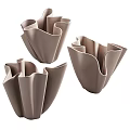 Modern White Ceramic Decorative Ornament Set With Wave Petal Design For Home Decor