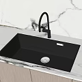 Sleek Black Undermount Kitchen Sink With Modern Faucet On Marble Countertop