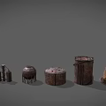 Industrial Storage Equipment With Rustic Metal Tanks Various Sizes And Containers 3d model