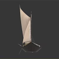 Traditional Wooden Sailing Boat With White Sail Oar And Handcrafted Natural Wood Structure