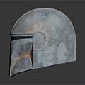 Shiny Silver Metallic Helmet Design Featuring Streamlined Sci Fi Elements 3d model