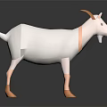 Low Poly White Goat with Orange Horns and Hooves 3D Model in Minimalist Design