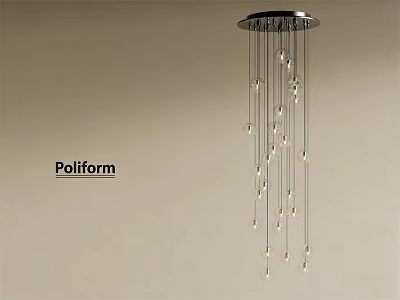 Poliform Modern Chandelier with Hanging Glass Beads and Metal Frame in Contemporary Design 3d model
