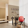 Bright Pilates Studio Interior With Wooden Reformers Red Exercise Balls And Cadillac Frames