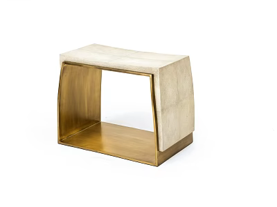 Modern Minimalist Stool With Golden Metal Frame And Beige Padded Seat 3d model