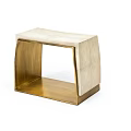 Modern Minimalist Stool With Golden Metal Frame And Beige Padded Seat