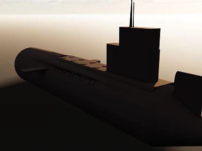 Modern Military Submarine Weapon With Command Tower And Naval Missile System 3d model